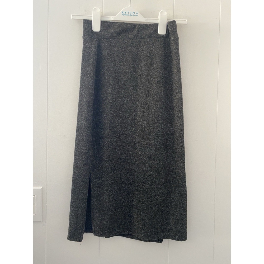 Soaked in Luxury Viscia Midi Skirt Grey Melange Knit Side Slit Women's XS